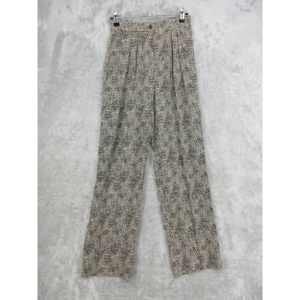 Carlisle Pants Womens Size 4 Silk Pleated High Waist Straight Quiet Luxury Black
